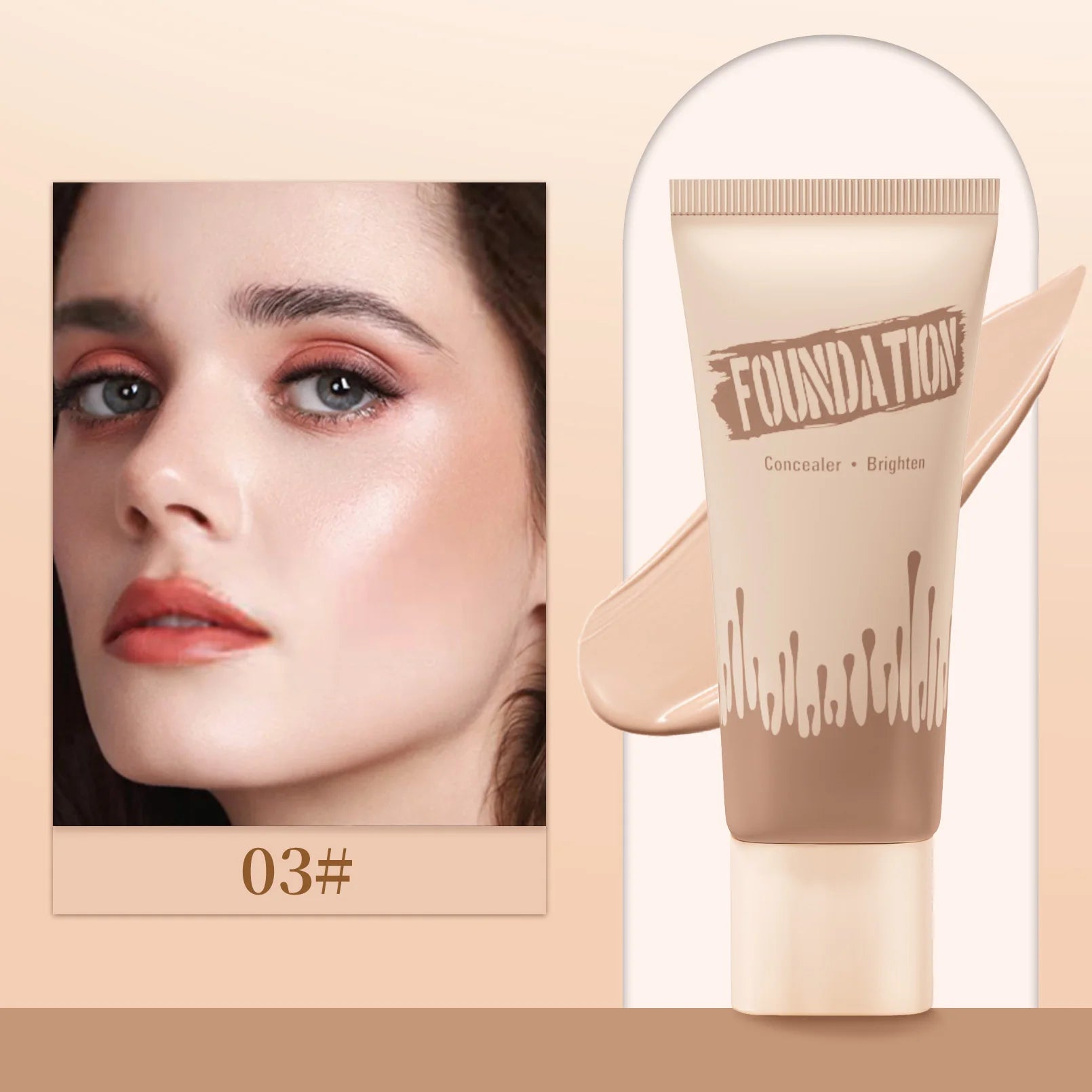 Matte Finish Liquid Foundation - Oil-Control, Waterproof, Full Coverage Concealer for All Skin Tones Qme 9516-3