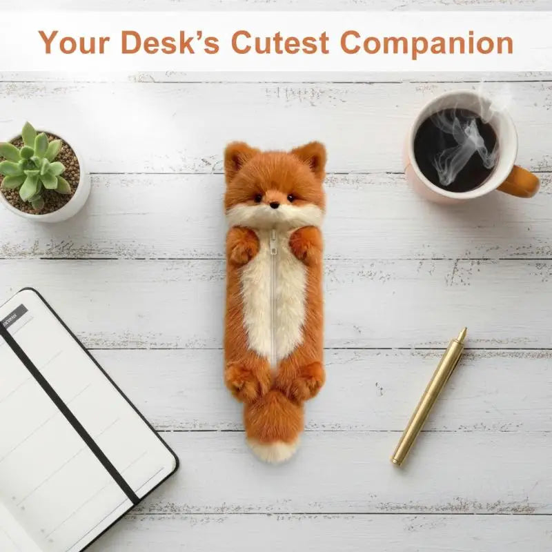 Cartoon Animal Plush Pencil Pouch Creative Student Stationery Case Qme
