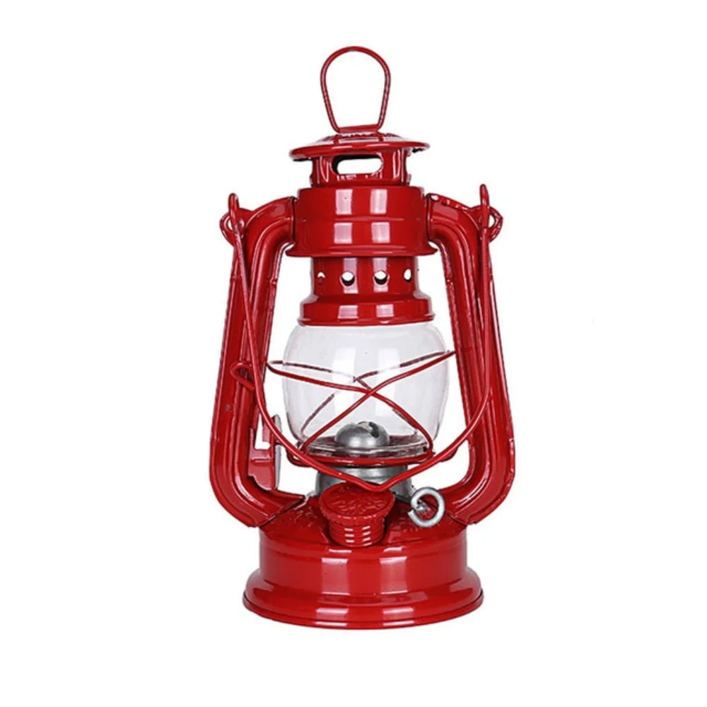 Retro Outdoor Camping Lamp Portable Lantern Bronze Colored Oil Qme one size Red