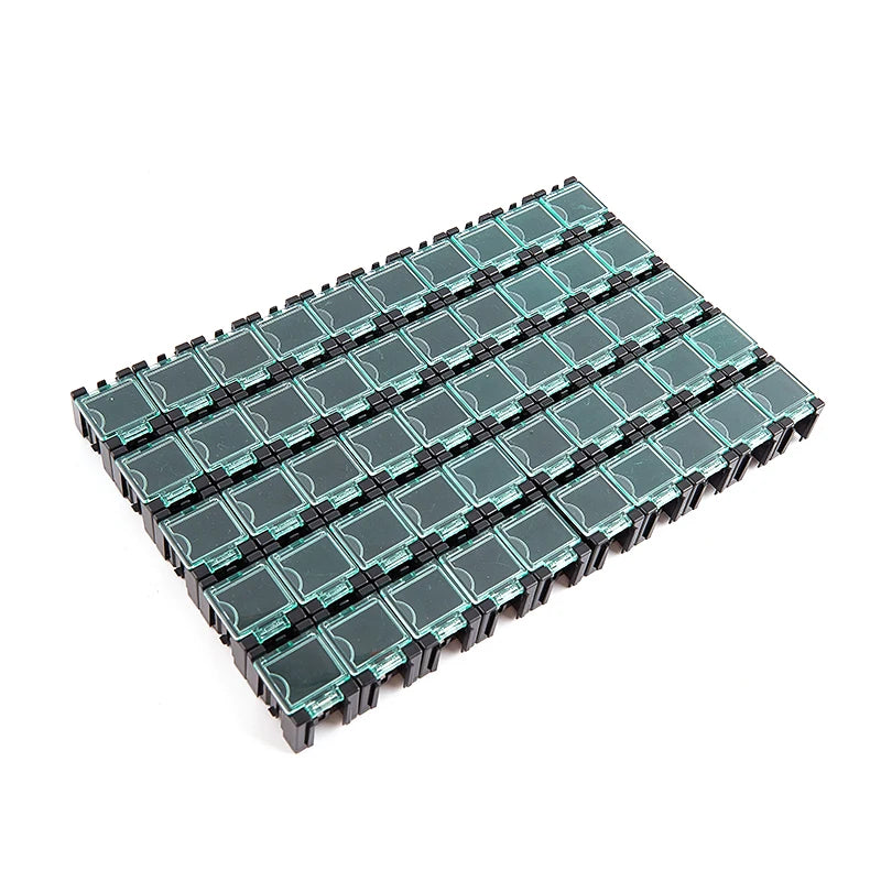 50Pcs/Set SMD SMT Electronic Component Container Mini Storage Boxes kit desk organizer Qme Black