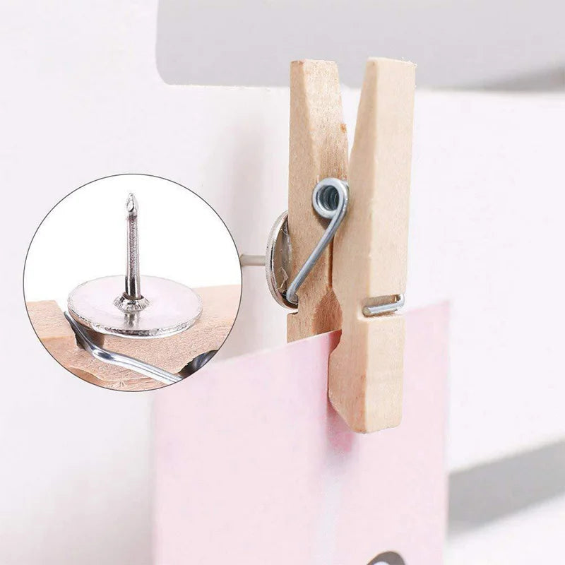 Box Office School Stationery Pins Durable Wooden Clip Push Decorative Qme
