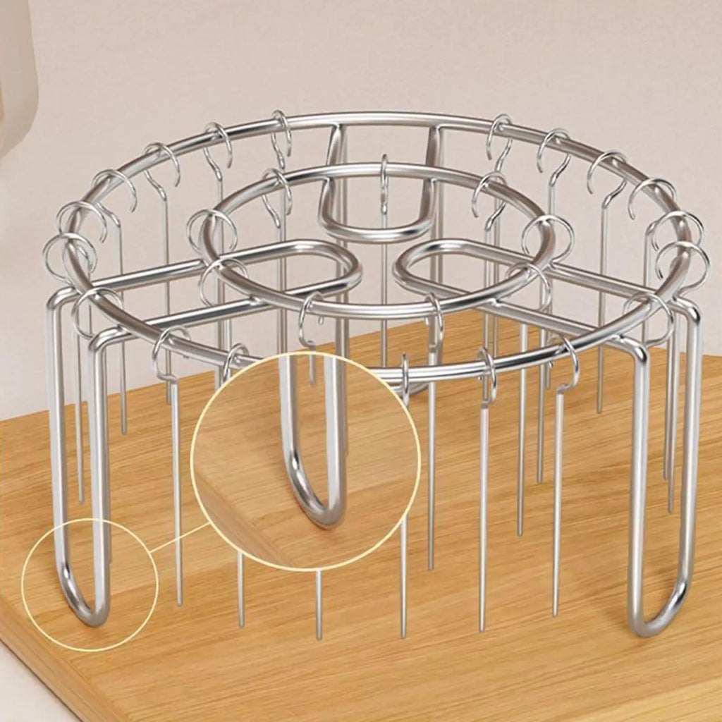 Oven Rack Stainless Air Fryer Skewer Rack Heat-Resistant Stainless Steel Grilling Skewer Rust-Proof Reusable Non-Stick Chef Tool Qme