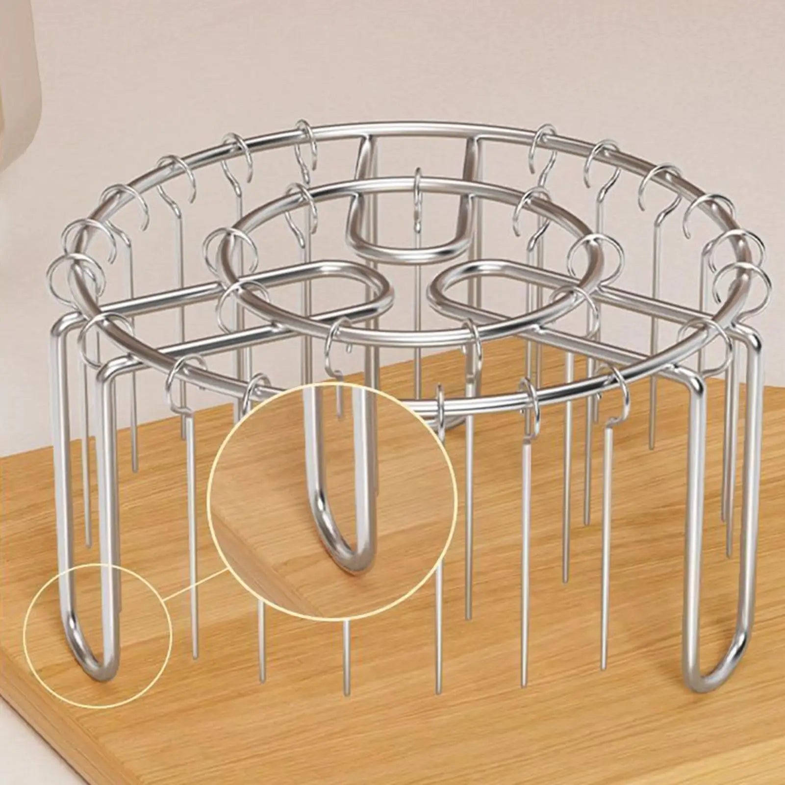 Oven Rack Stainless Air Fryer Skewer Rack Heat-Resistant Stainless Steel Grilling Skewer Rust-Proof Reusable Non-Stick Chef Tool Qme