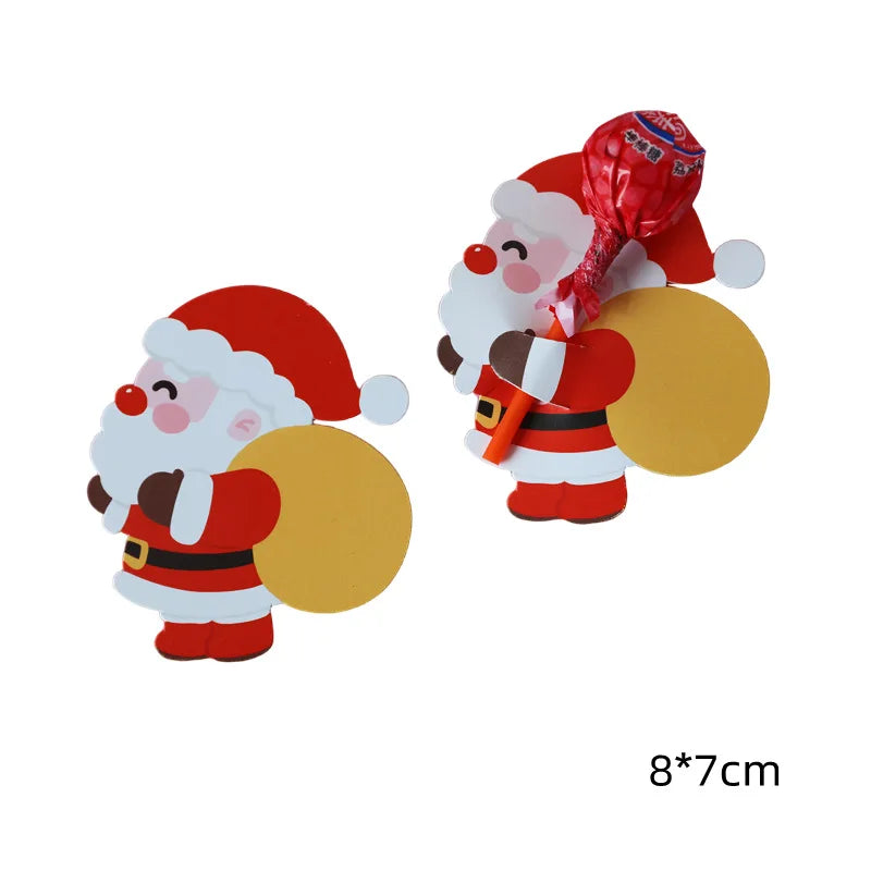 Christmas Lollipop Cards Candy Decor Insert Kindergarten Message Qme C 50pcs M