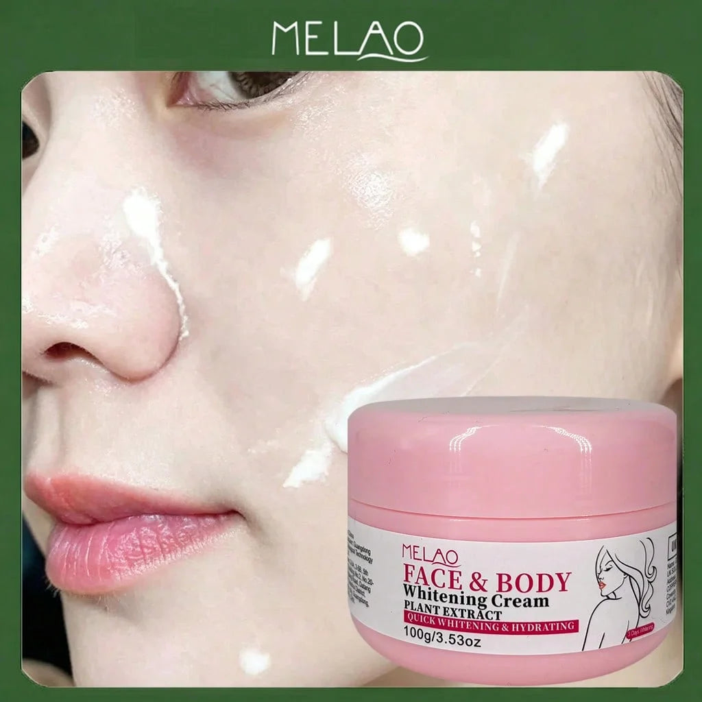 MELAO Face & Body Brightening Cream, Quick Whitening & Hydrating, Evens Skin Tone, Reduces Dark Spots, with Plant Extracts Qme MELAO-026 Option 1 100g