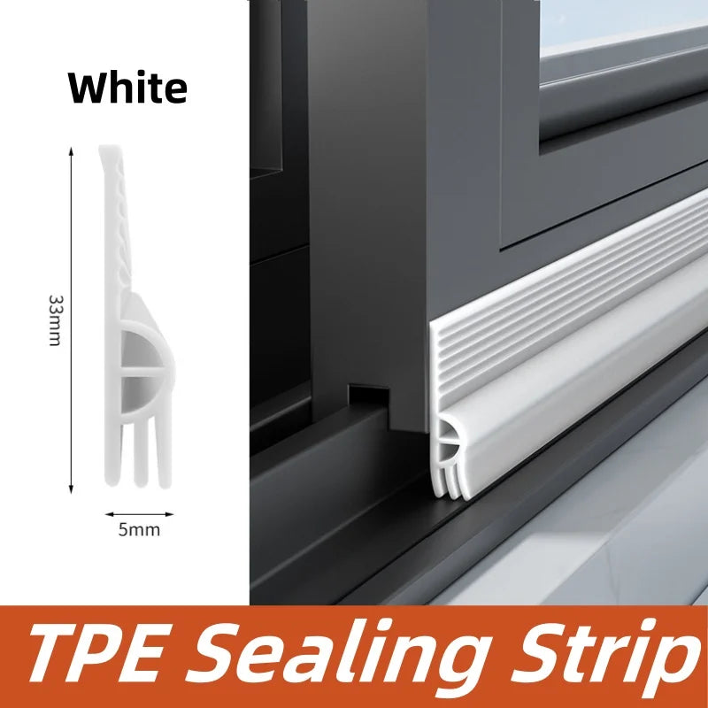 4/2M Window Soundproof Sealing Strip TPE Sliding Window Frame Edge Windproof Strip Door Sealing Gap Filled with Waterproof Strip Qme White 2m