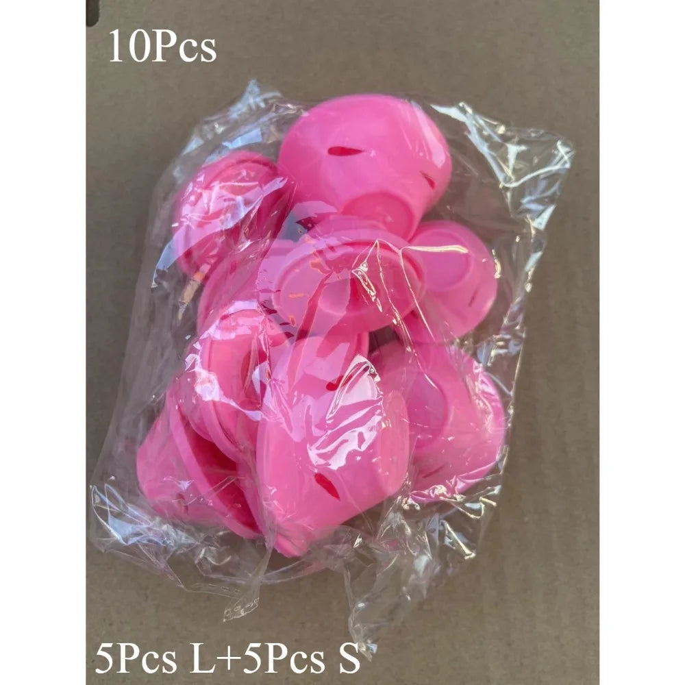 10 Silicone Heatless Hair Rollers Reusable Curlers Women DIY No-heat Qme 10Pcs pink