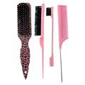 Professional Pointed Tail Comb Nylon Bristles Anti Static Precise Qme Pink leopard print