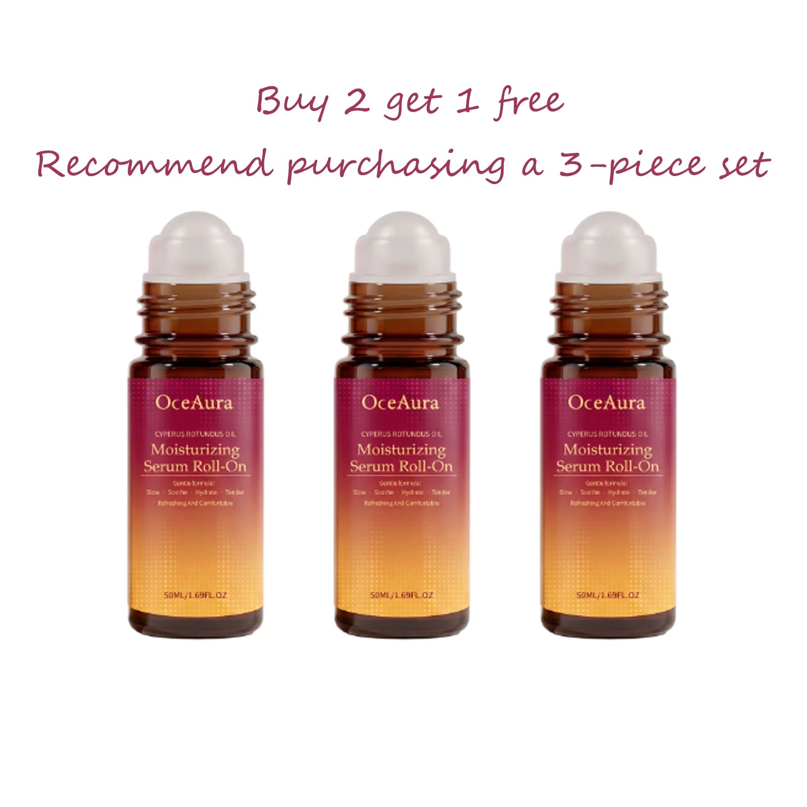 OceAura Cyperus Post Depilatory Serum Roll-On Gentle Soothe Hydration Refreshing Body Skin Relief Cyprus Oil Hair Removal Care Qme 50ml x3