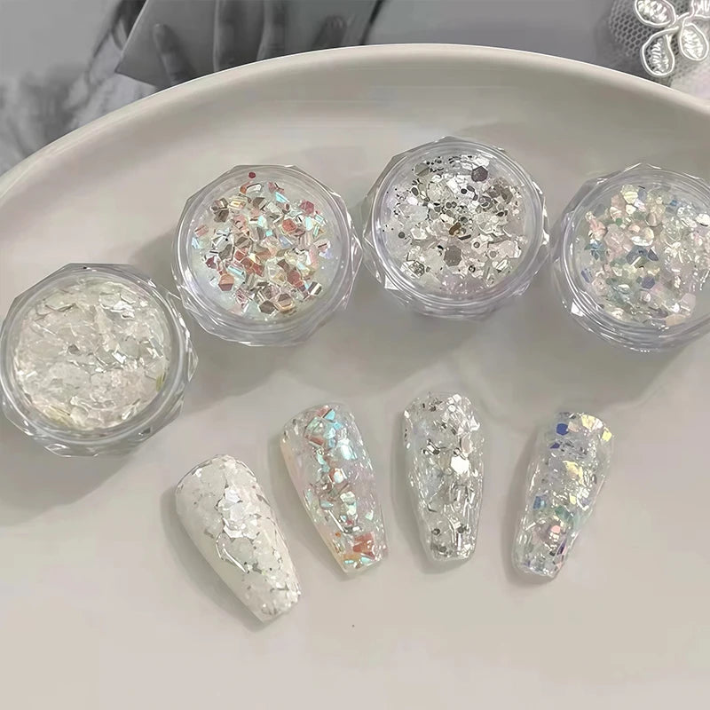 White Internet Celebrity Hot-selling Light Chasing Flash Nail Art Qme 4 PCS