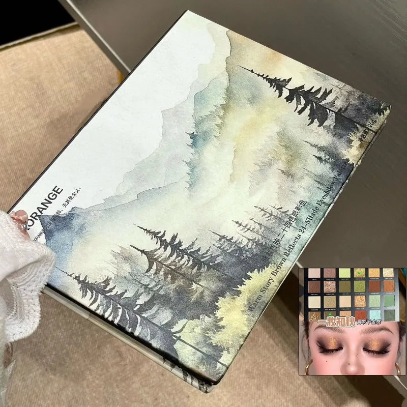 24 Color Eyeshadow Palette, Cold Brown Neutral Glitter Sparkle, Matte Shimmer Finish for Natural Smoky Eye Looks, Lasting Makeup Qme
