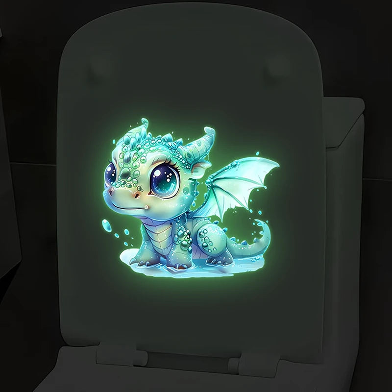 Self-adhesive Removable Home Bathroom Decor Fluorescent Blue Dragon Qme