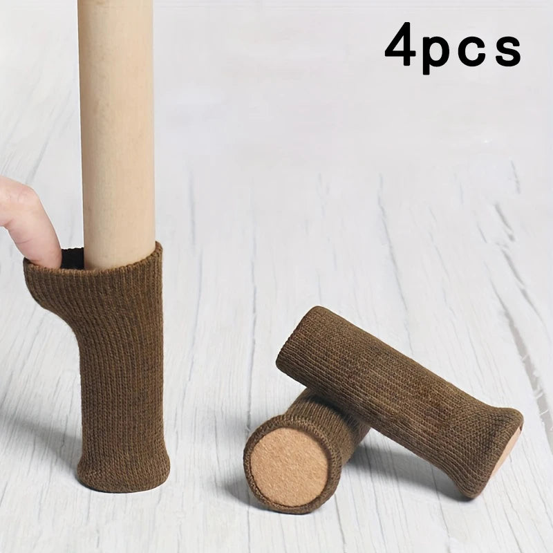 4 sets of silent, wear-resistant, anti slip table and chair furniture foot covers Qme Brown