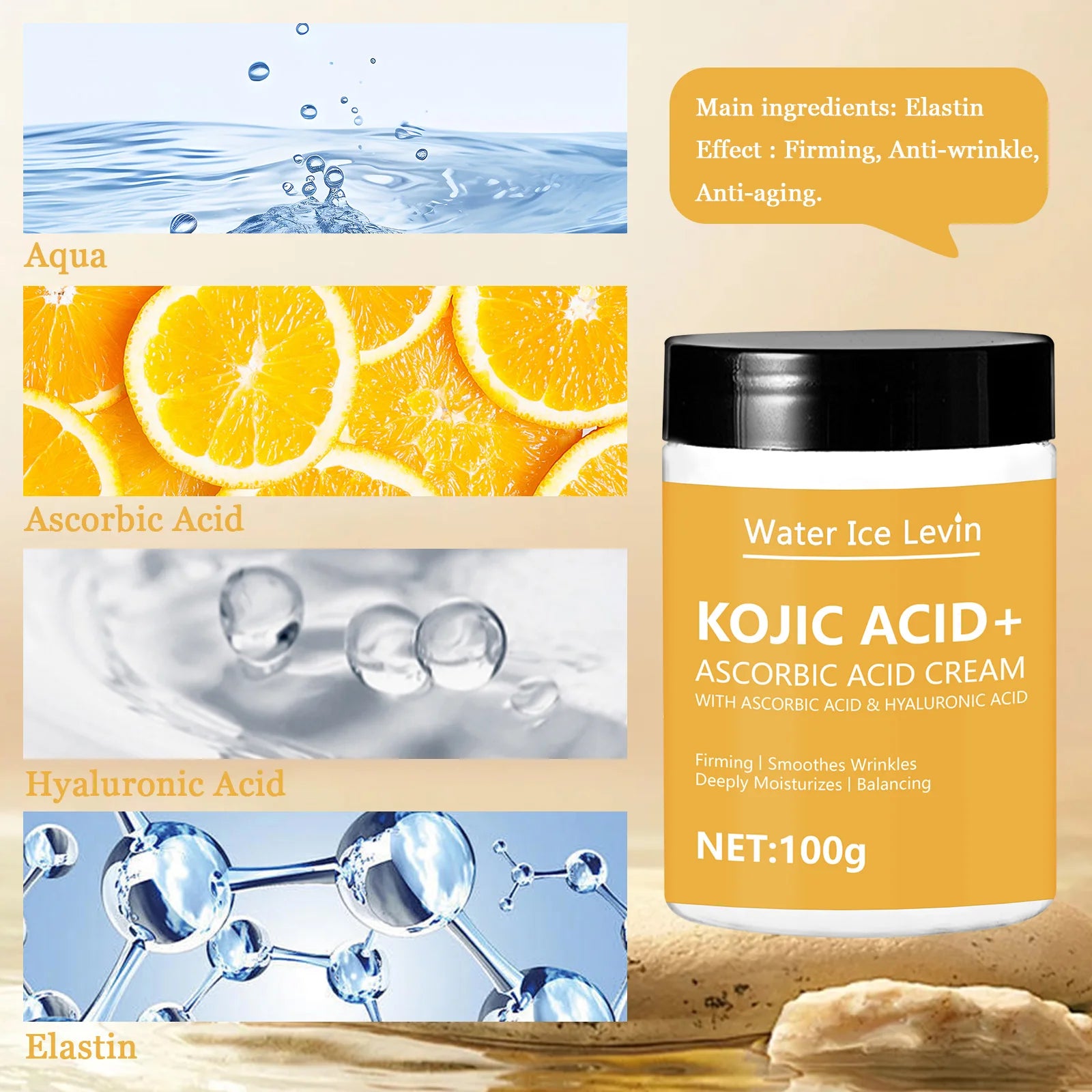 Kojic acid Lifting Firming Cream Collagen Smooth wrinkles Face Cream For Moisturizer Whitening Nourishing Brighten Skin Products Qme