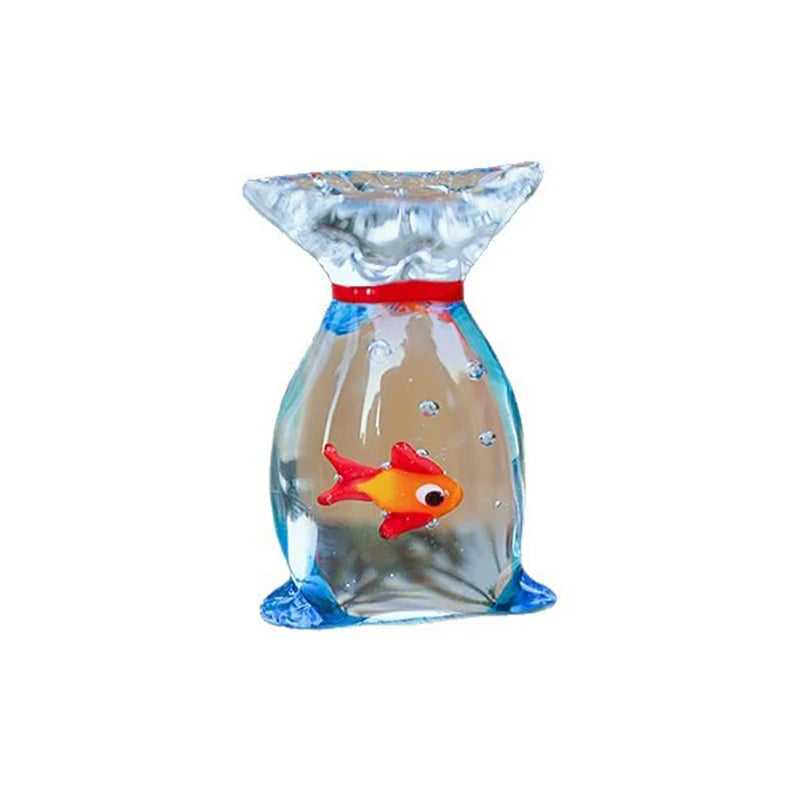 Home Office Decor Handcrafted Glass Pocket Fish Figurine Mini Qme
