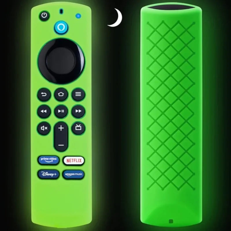 Silicone protective case For Amazon L5B83G Fire TV Stick 4K MAX/4K remote control drop proof dust and dust Glow Case Qme green