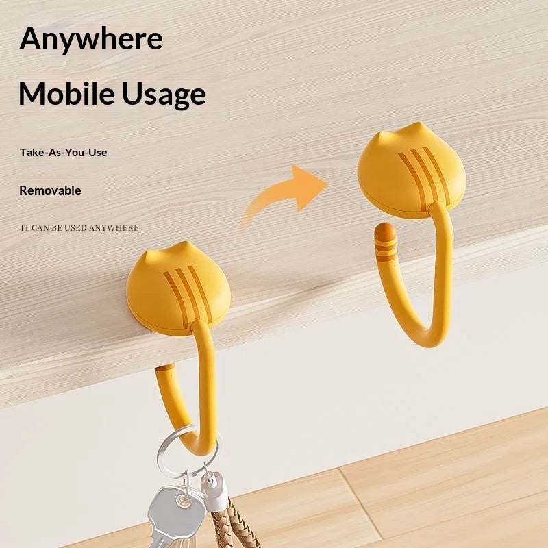 Cat Backpack Hook Desk Edge Hook Dormitory Gadget New Model with No Drilling Holes for Primary School Student Desk Side Hook. Qme