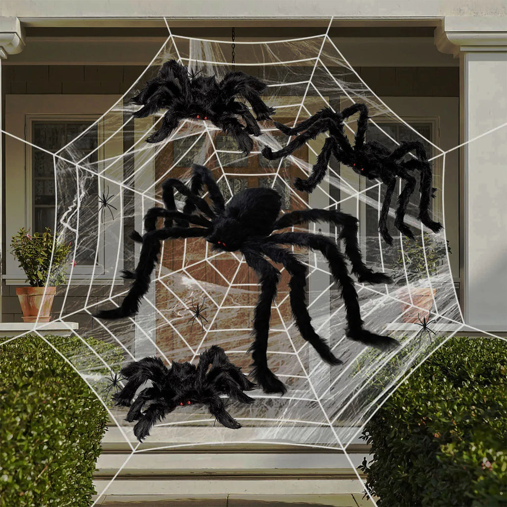30-200cm Halloween Big Plush Spider Halloween Decoration Horror Giant Black Spider Outdoor Halloween Props Simulated Spider toys Qme