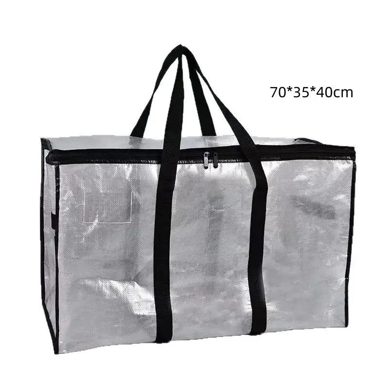 Transparent Large Capacity Woven Closet Sort Waterproof Double Zipper Qme A3