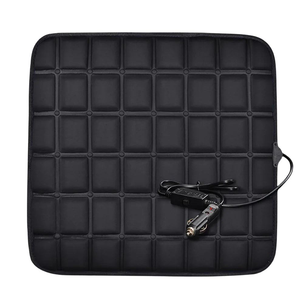 12V Car Seat Heated Cover 3 Gear Adjustable Temperature Electric Heating Pads Heated Car Seat Cushion Winter Seat Warmer Qme Black