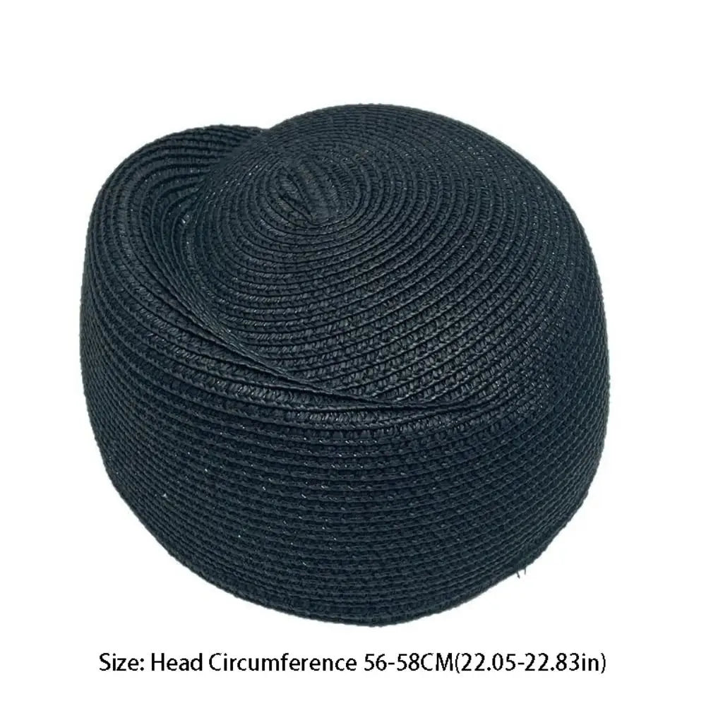 Vintage Elegant Straw Pillbox Hat Fedoras Classic Straw Beret Hat Simple Handmade Fedora Hat Summer Wear Qme