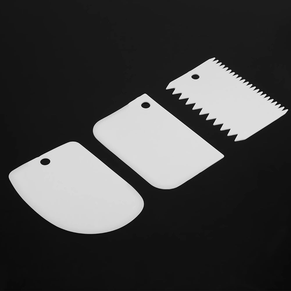 3Pcs Plastic Dough Scraper Cutter Set Cake Cream Spatula Baking Tool Pastry Fondant Decoration Kitchen Accessories Qme