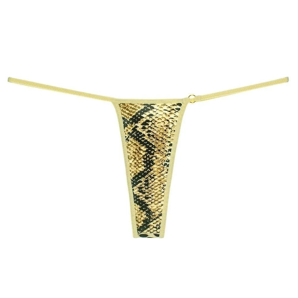 Lingerie Seamless Women Thongs Dots Low Waist T-back Briefs Ice Silk Qme Gold Strip L 1pc