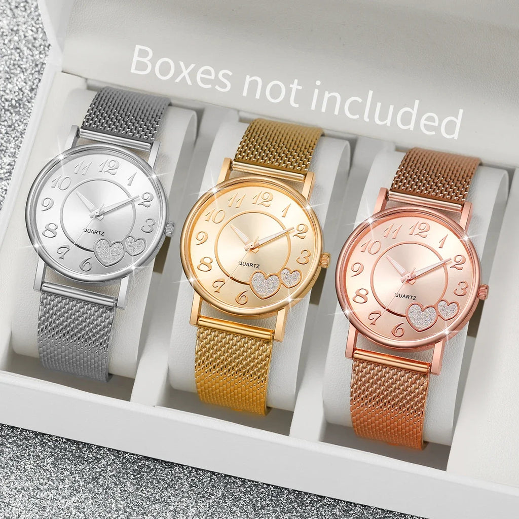 3/5Pcs Butterfly Watch Jewelry Set Women Rose Gold Mesh Quartz Wristwatch Crystal Butterfly Necklace Earrings Bangle Ring Gift Qme