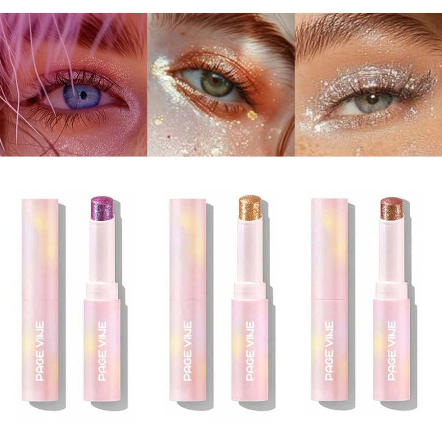 6-Color Super Flash Eyeshadow Stick Hydrating Jelly Texture Pearly Diamond Shadow Shimmer Brightening Contouring Shiny Makeup Qme