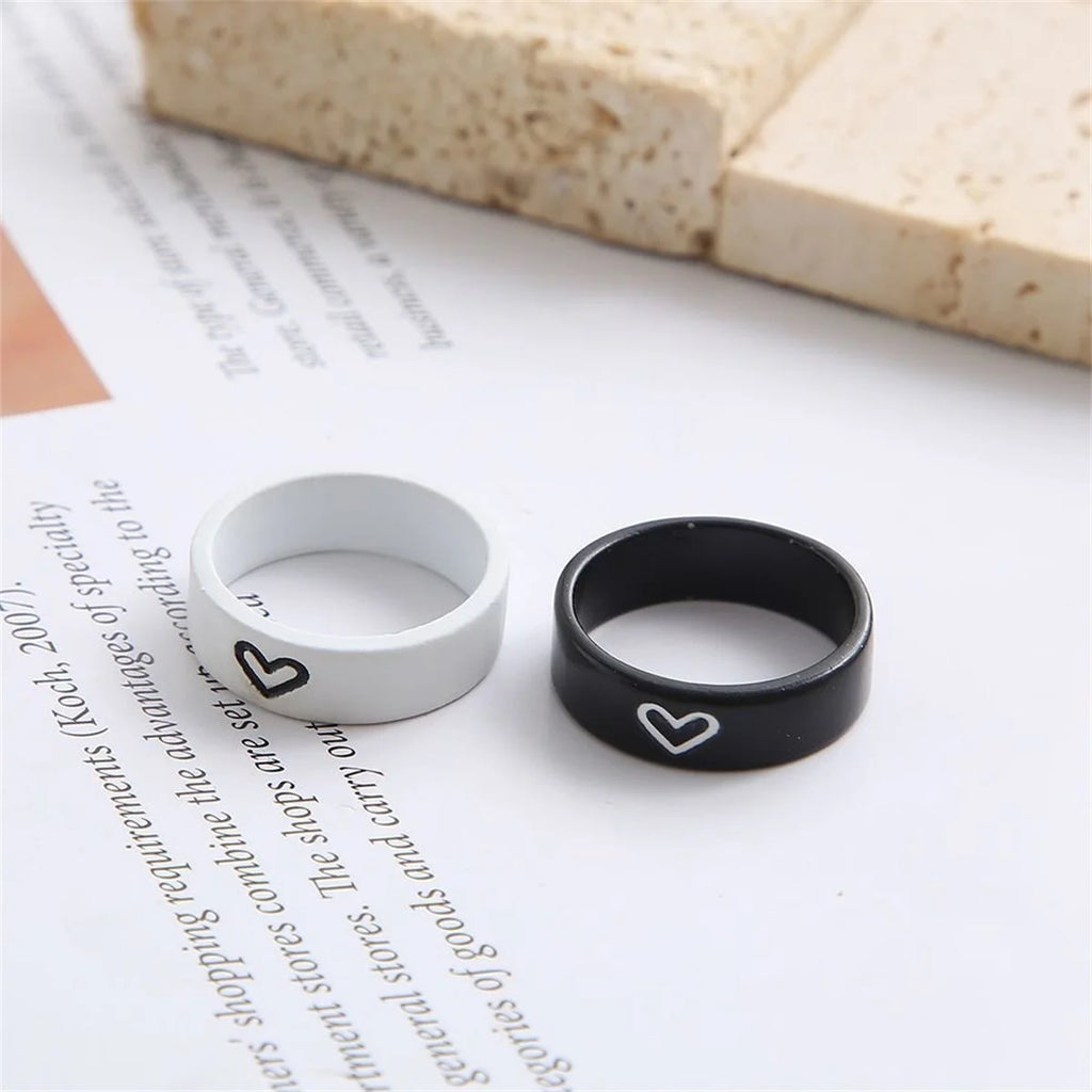 Couple Love Heart Matching Anniversary Couples Stuff Rings Ins Net Red For Women Men Valentines Day Aesthetic Jewelry Gift Set Qme