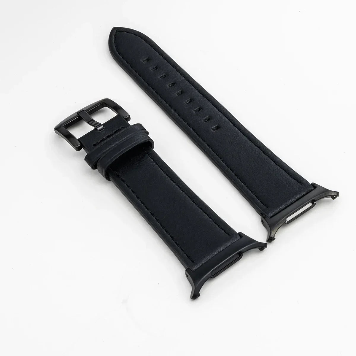Leather Band for Samsung Galaxy Watch 7 Ultra 47mm No Gaps Strap SmartWatch Bracelet for Galaxy Watch 7Ultra Wristband Correa Qme Black Black Galaxy Watch 7 Ultra