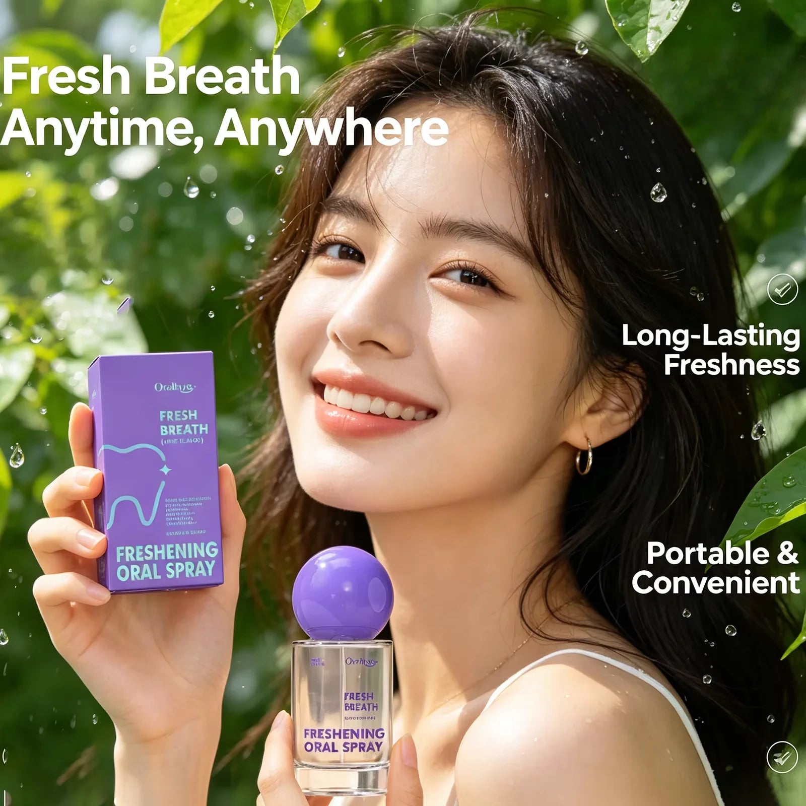 Oralhoe Oral Spray Mint Flavor Long Lasting Refreshing Boost Confidence Oral Care Products Portable Reduce Bad Breath Spray 20ml Qme
