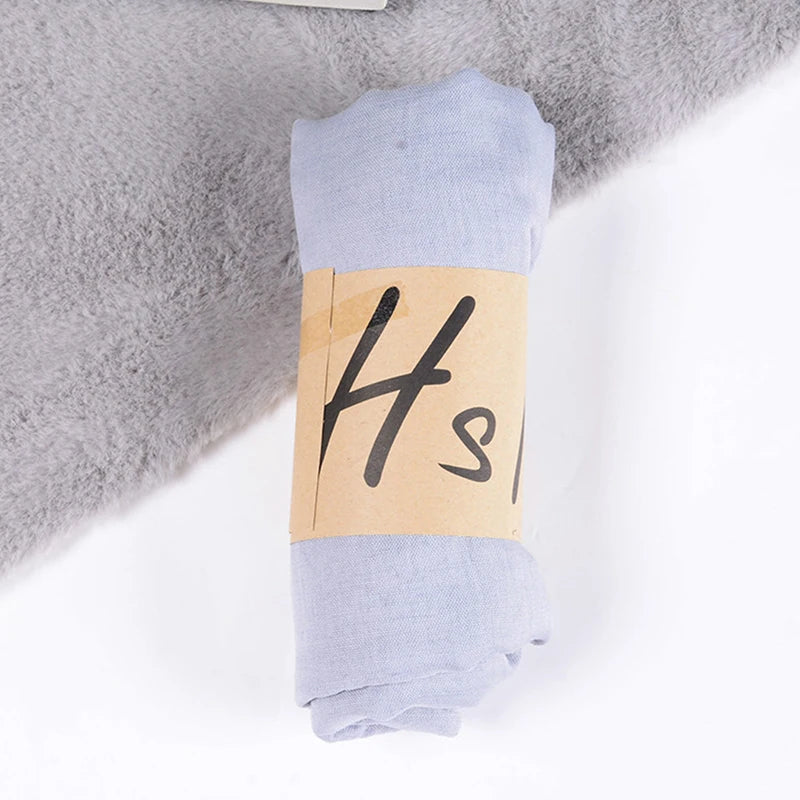 Women Native Windproof Scarf Shawls Wraps Solid Cotton Warm Scarves Qme Light gray