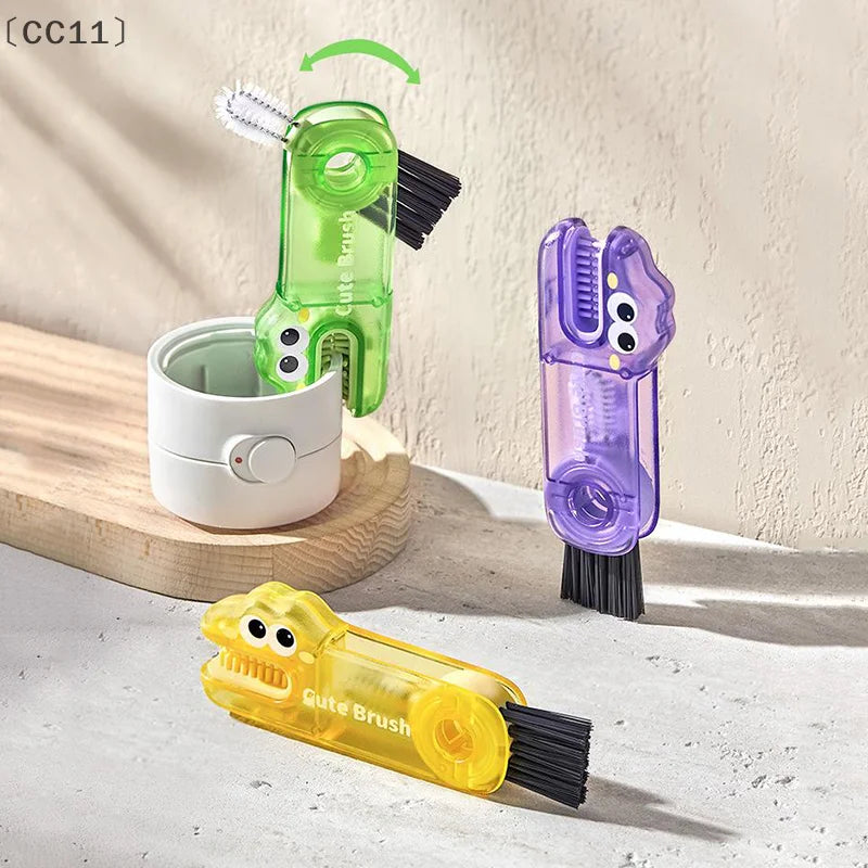CC113 1 Multifunctional Cup Lid Brush Cute Crocodile Crevice Cleaner Qme