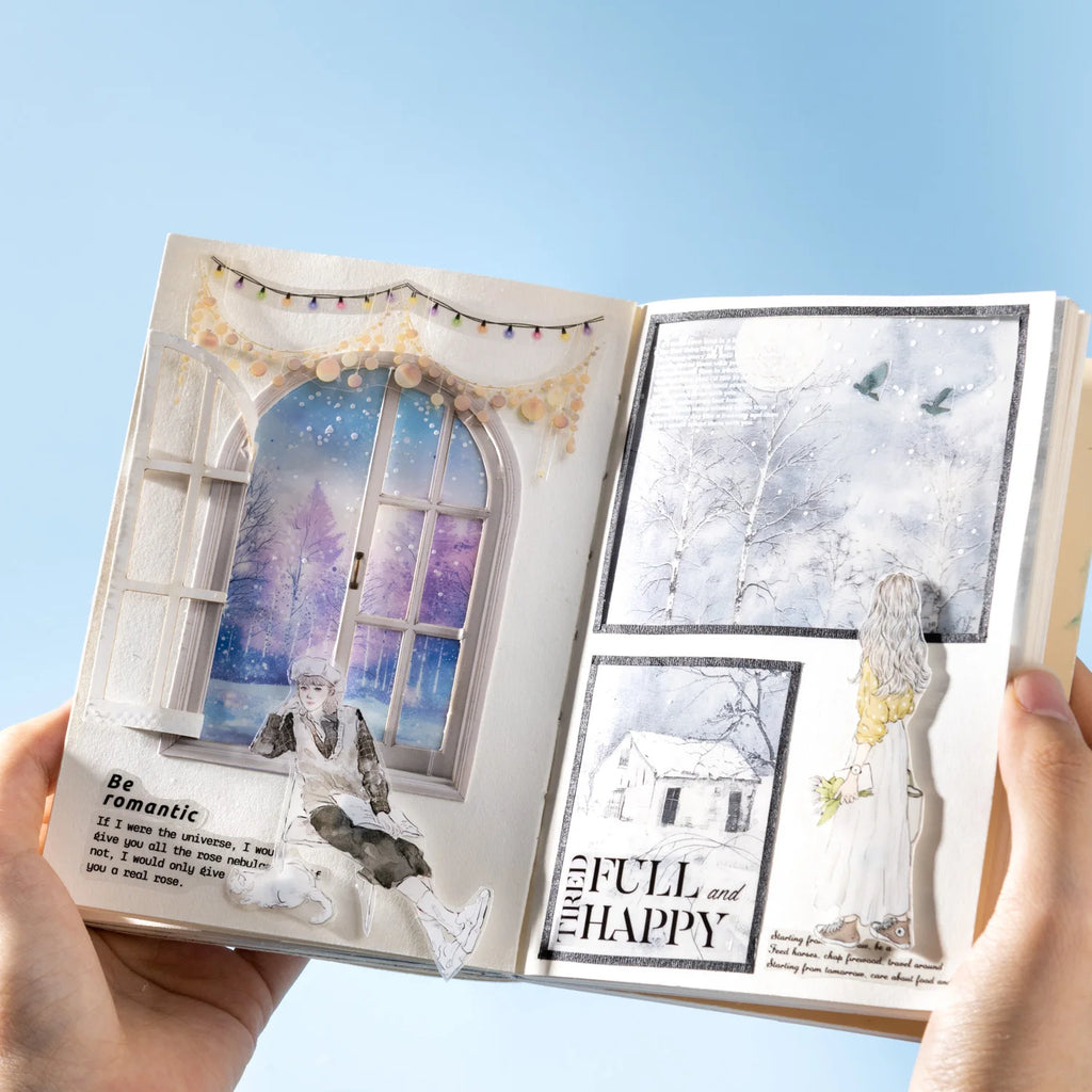 10 Sheets/Bag Winter Snowflake Theme Realistic Snow Particle 3D Sticker Pack for DIY Scrapbook Phone Case Notebook Background Qme