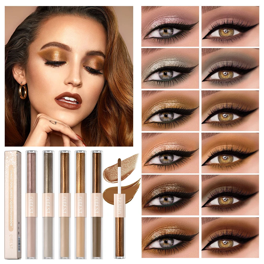 2 In 1 Stick Pearly Matte Eyeshadow Cream Smooth Nude Eye Makeup Liquid Contour Shadow Stick Waterproof Shimmer High Light Pen Qme