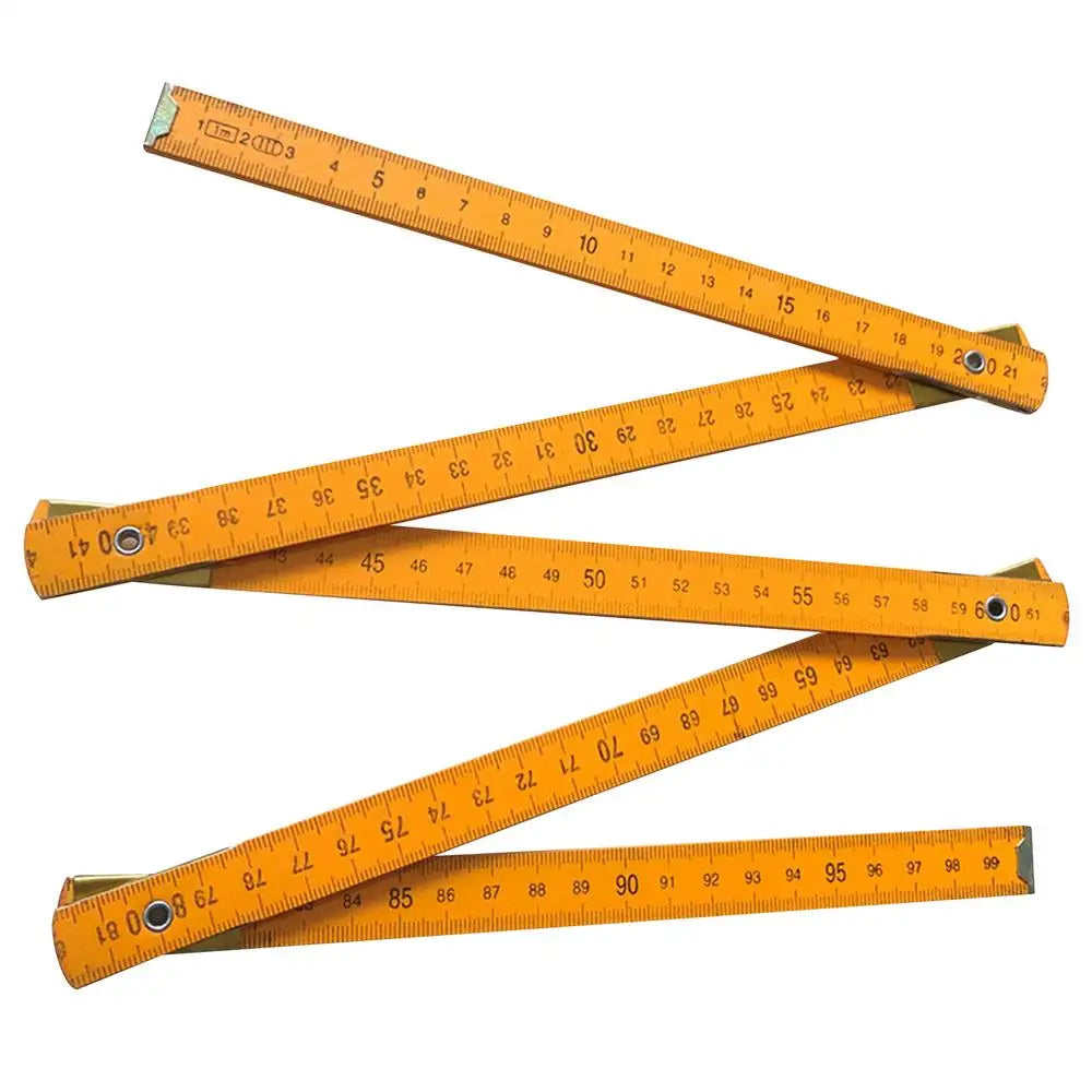 Wooden Folding Ruler 1 Meter Wood Measuring Carpenters Metric Scale Qme A