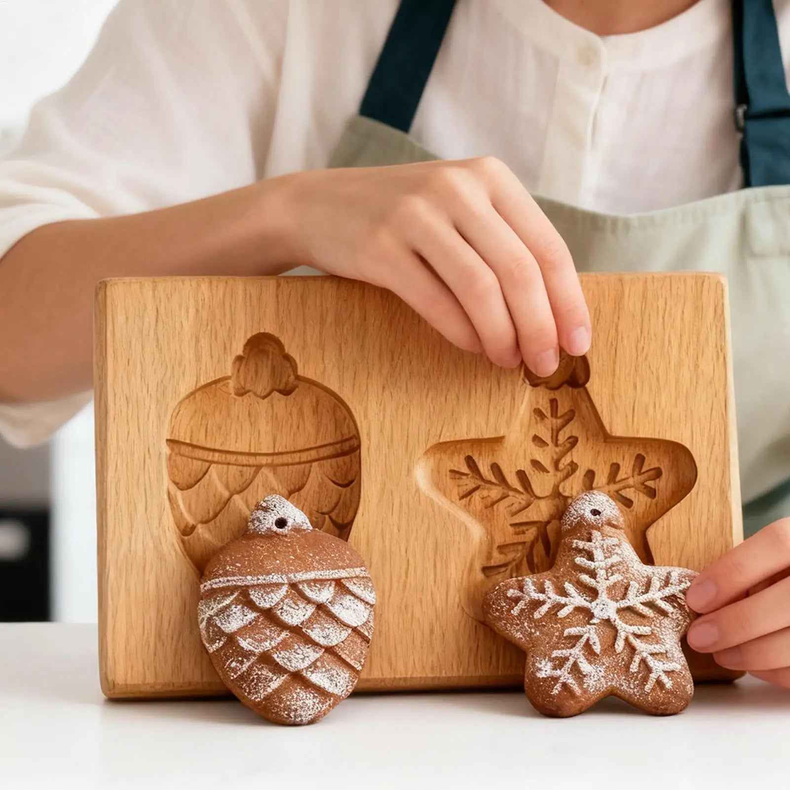 wooden Cookie Press Stamp 3D Easy Release Tools Cookie Press Molds For Family Home Party Holiday Indoor Outdoor Baking tool Qme