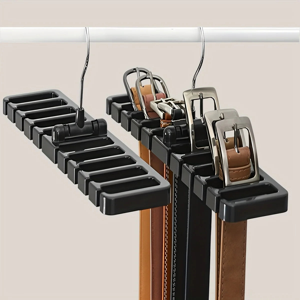 Space saving multifunctional belt hanger - perfect for belts, scarves | Durable wardrobe organizer with multiple compartments Qme