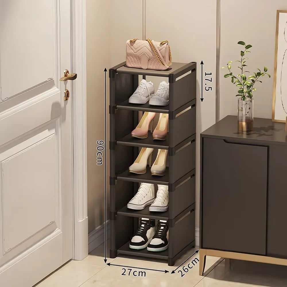 Simple Space Saving Shoe Rack Multi-Layer Shoe Shelf for Entryway & Dorm Room Home Storage Organizer for Slippers & Shoes Qme black 6 layers