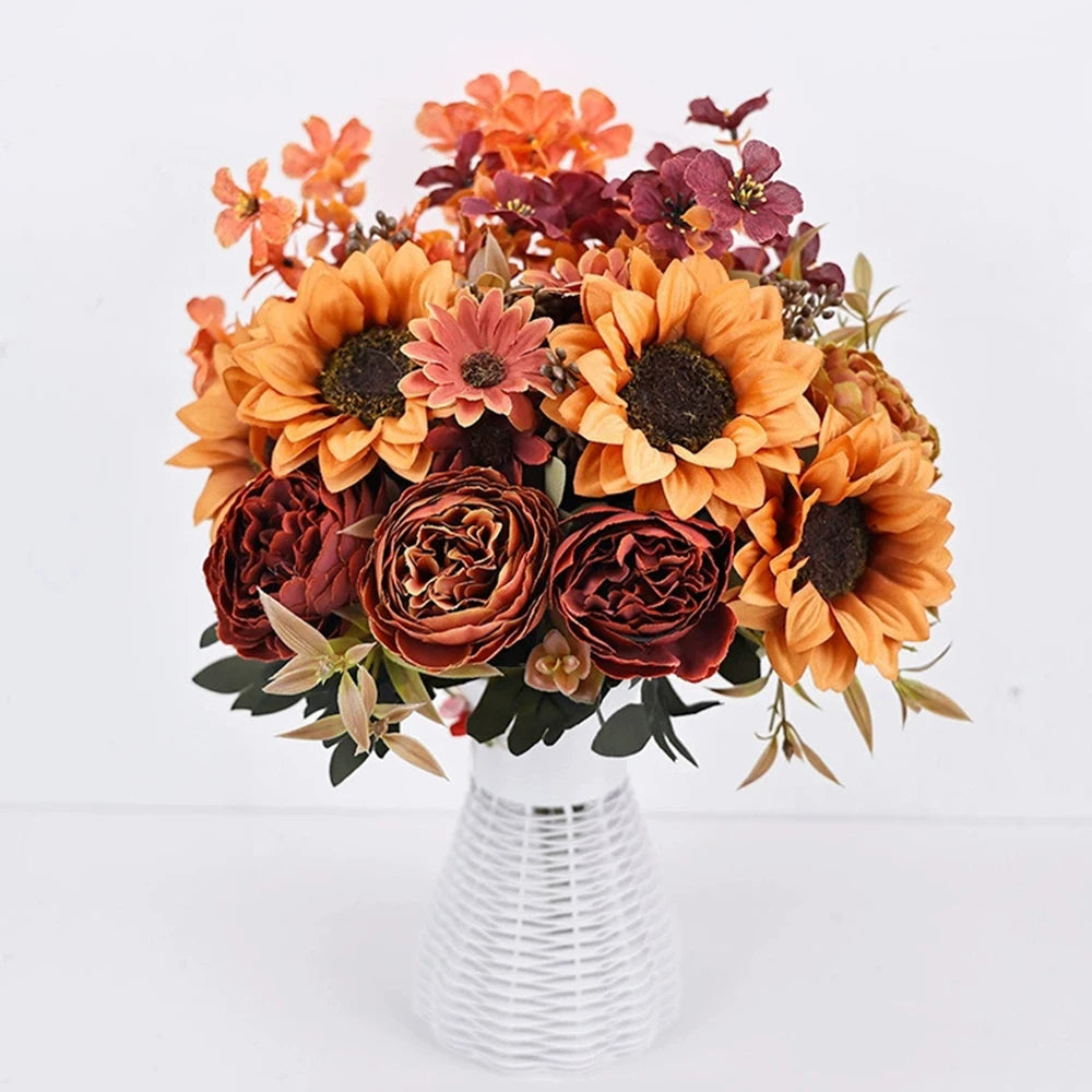 Simulated Flowers Autumn Sunflowers Sunflowers Wedding Home Fake Flowers Simulated Bouquet Qme