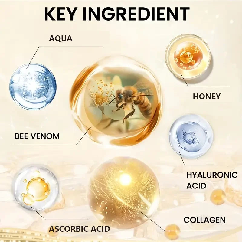 Bee Venom Face and Neck Care Stick, Light Beige Firming Essence Moisturizer, Vitamin E and Hyaluronic Acid, Smooth and Firming, Suitable for All Skin Types Qme