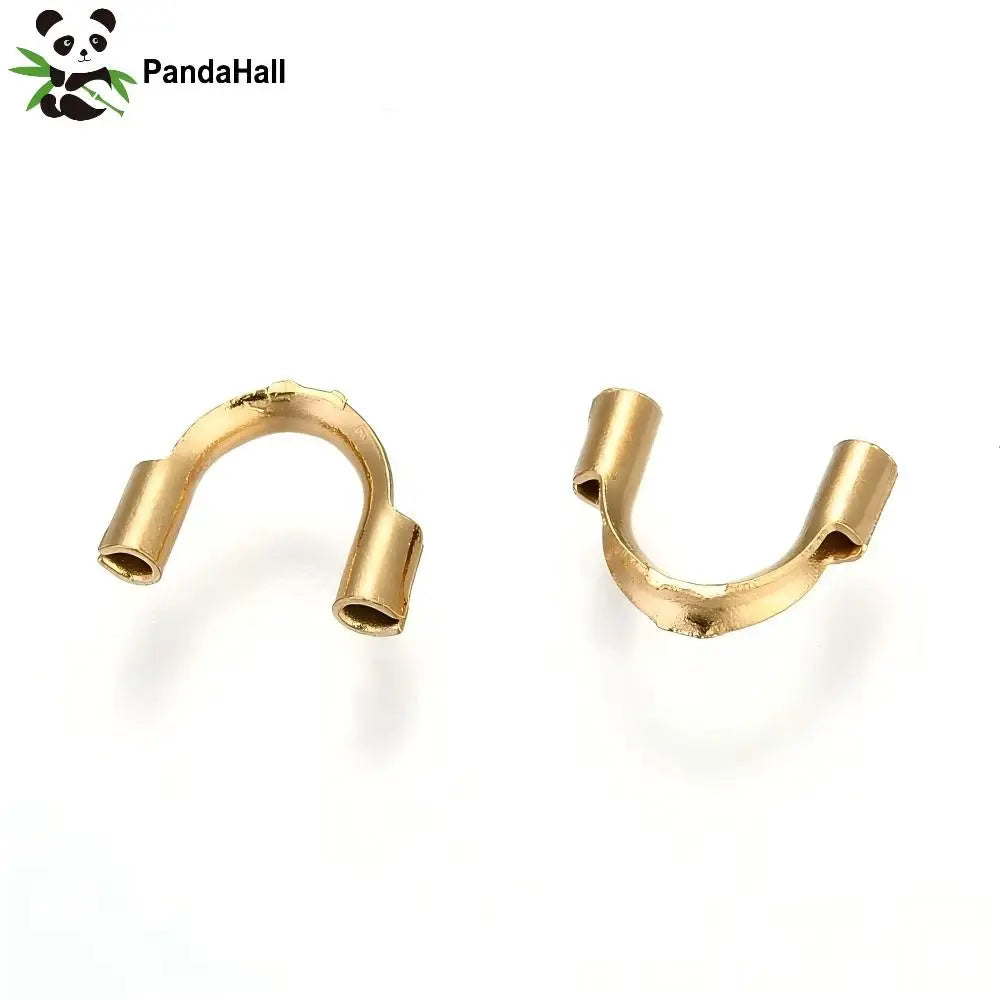PandaHall 50pcs Ion Plating(IP) 316 Surgical Stainless Steel Wire Guardian, Golden, 6.3~7x4.5~5x1.5mm, Hole: 0.7mm Qme Default Title