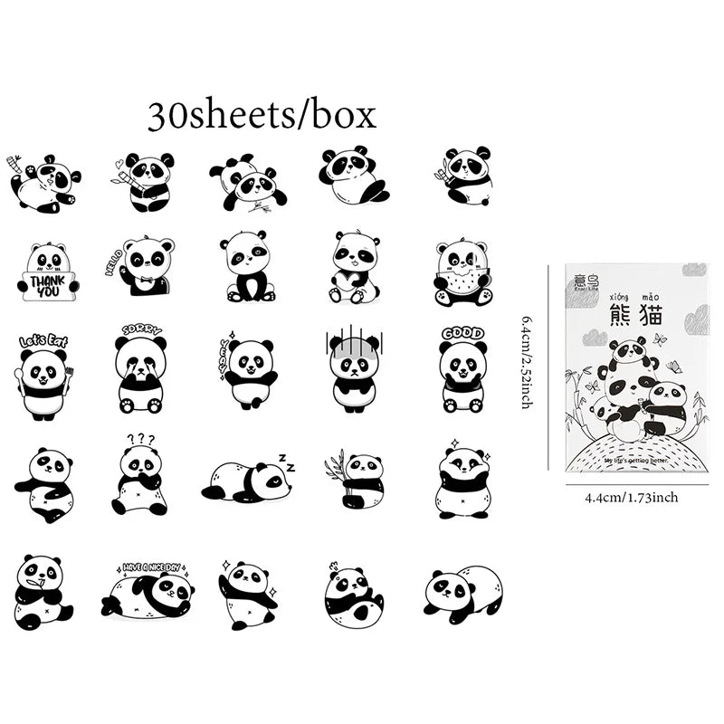 Cute Animal Sticker Pack with Panda, Dog, Penguin & Sea Creatures, Clearance Stickers for Collage,Notebooks & Water Cups Qme panda