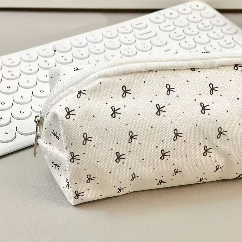 Simple Bow Pencil Case Student Fashion Sweet Pouch Portable Large Qme Default Title