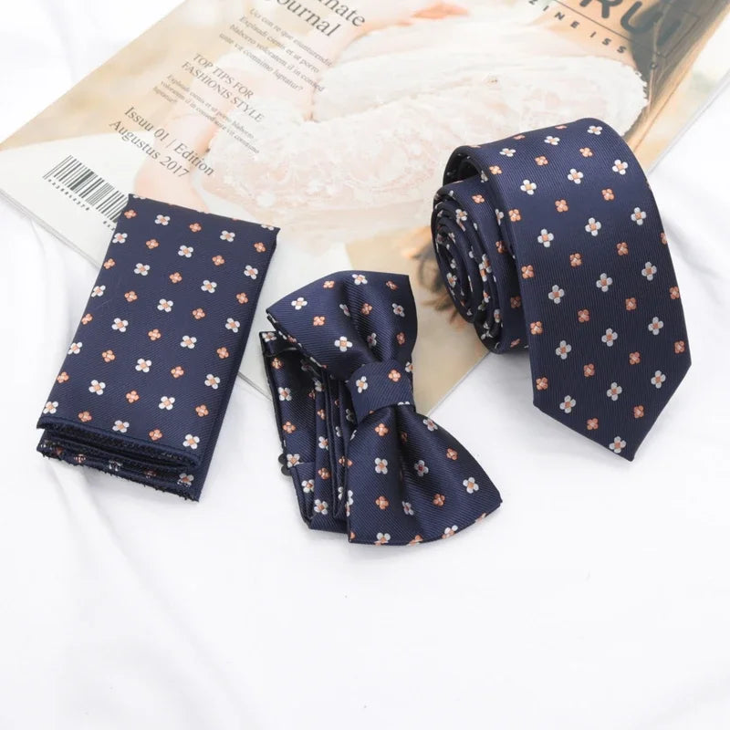 Paisley Men's Casual Bowtie Tie Skinny Polyester Necktie Pocket