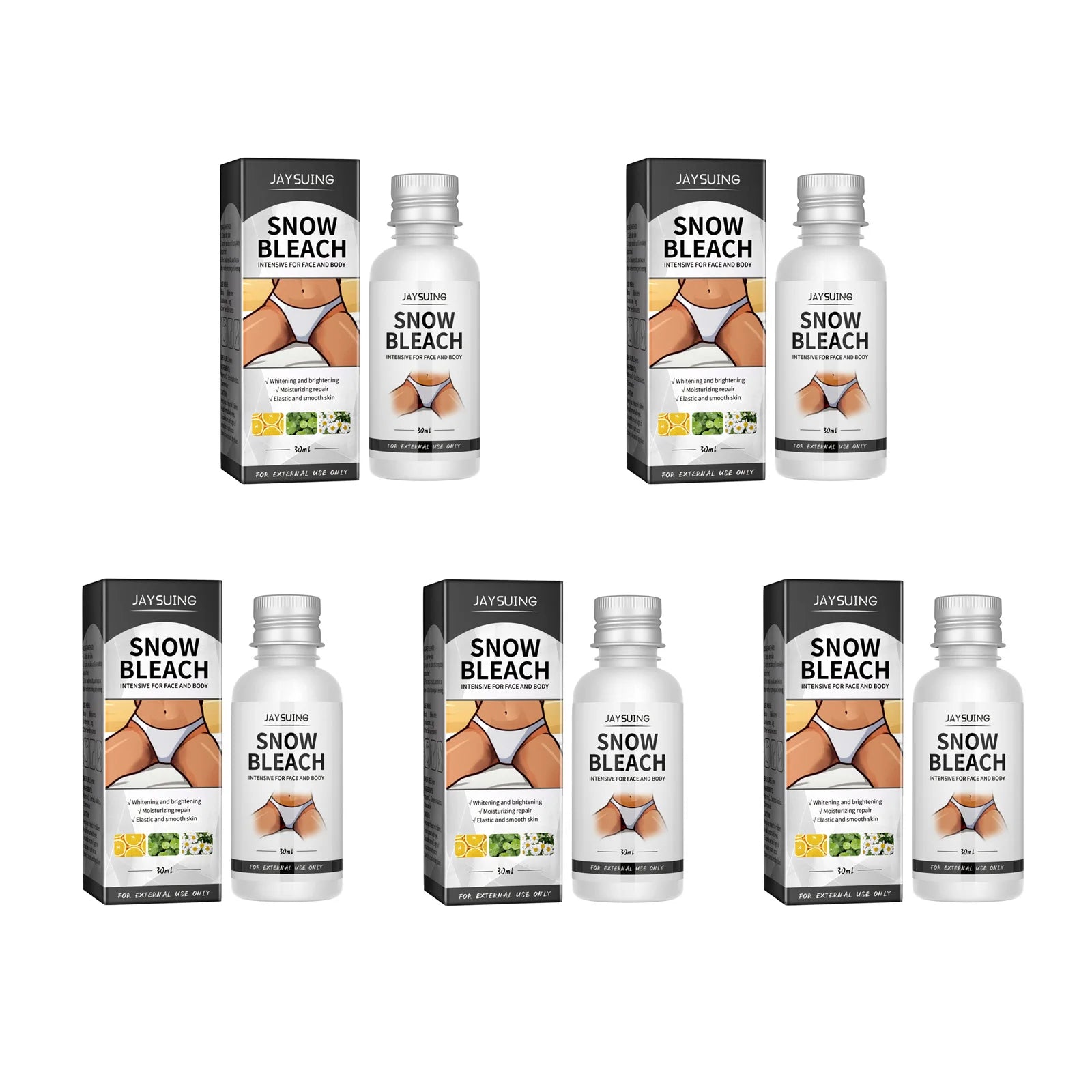 Body Snow Bleach Cream Nicotinamide Removal Dark Spot Melanin Brighten Private Parts Underarm Bleaching Armpit Elbow Knees Joint Qme 5 x 30ml Boxed