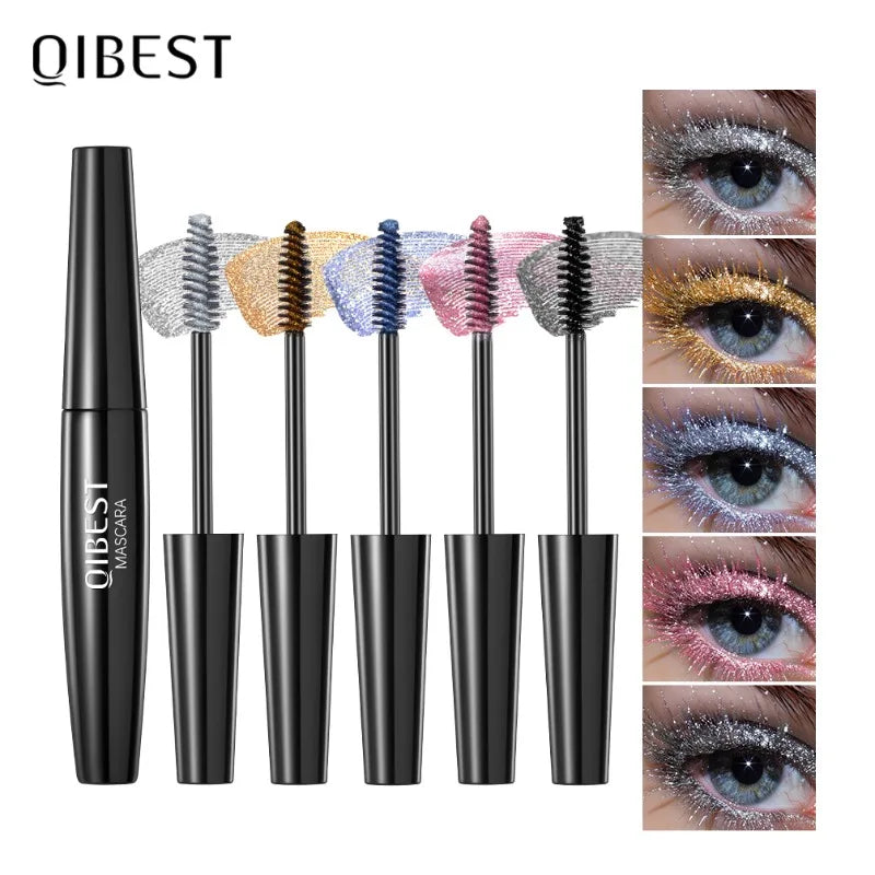 Snowflake Glitter Mascara, Smudge-Proof All Day Wear, Natural Lash Extension Effect, Flake Resistant Formula, Shimmer Mascara Qme