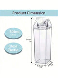 Large Capacity Milk Box Shaped Water Bottle Transparent Square Qme 500ml 500-1000ml