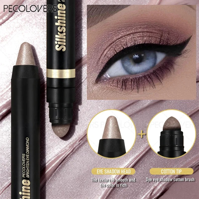 Double-head Highlighter Eyeshadow Stick Soft Brush Brown Forest Green Qme